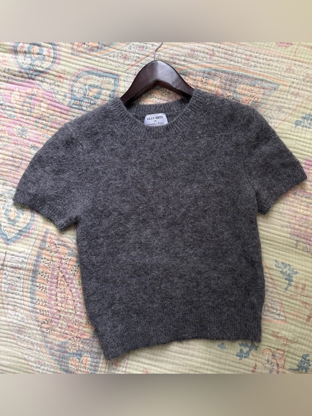 Lilly Sisto Gianni Bini Gray Alpaca Blend Fuzzy Knit Sweater Minimalist S